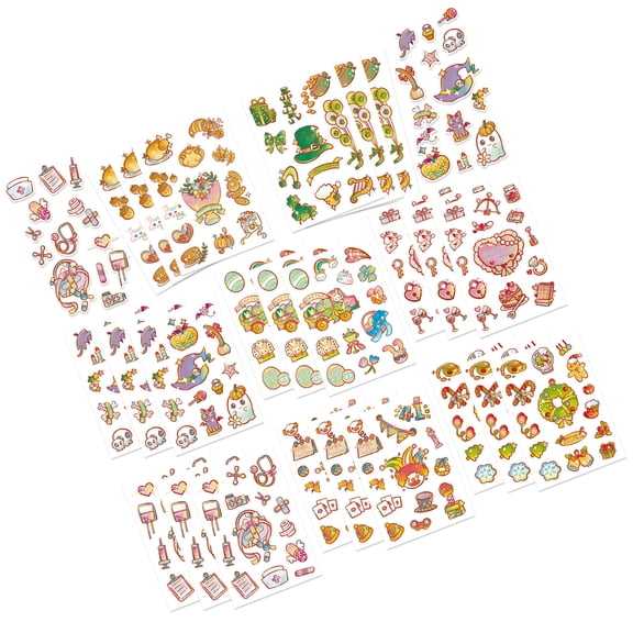 Colorful PVC Adhesive Stickers 24 Designs For Journals Toy Tablets Creative Projects No Repeat Pattern Safe for Kids