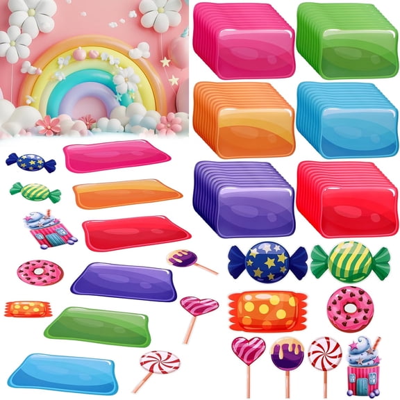 Colorful PVC Floor Stickers Candy Themed Party Decoration Floor Decals Runway Rug Hallway Runner Rug Princess Candy Land Trunk or Treat Car Decoration