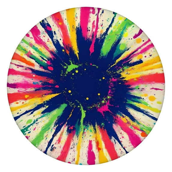 Colorful Paint Burst Pattern Round Fitted Tablecloth with Elastic Edge,Dining Table Cover Waterproof,Outdoor Round Tablecloth for Camping,Dining,Indoor and Outdoor