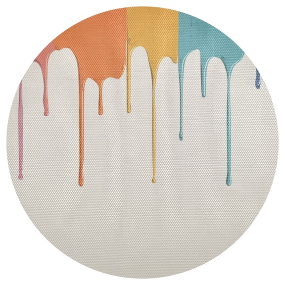 Colorful Paint Dripping Down PVC Round Grid Placemat Table Mat 1 Pc 15.4" x 15.4"