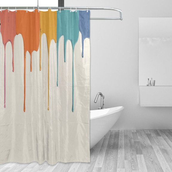 Colorful Paint Dripping Down Shower Curtains with 12 Hooks Waterproof Bathroom Decor 66" x 72"