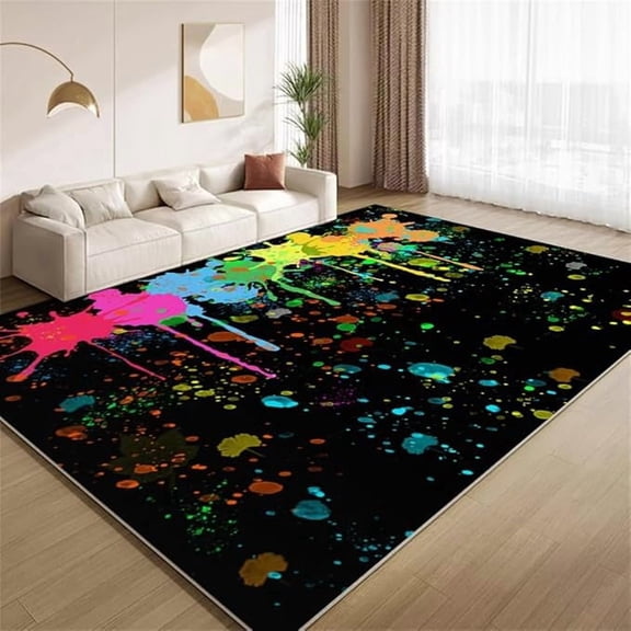 Colorful Paint Splash Area Rugs Abstract Grunge Graffiti Rugs Ultra Soft Washable Faux Wool Non Slip Carpet for Bedroom Living Room Study Kids Room Office Home Decor Mats 3 x 5ft