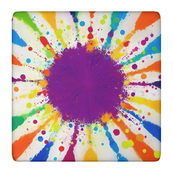 Colorful Paint Splash Burst Square Fitted Tablecloth with Elastic Edge,Square Table Cover,Washable Elastic Table Cover for Home Kitchen Party Decor 36"x36"