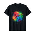 Colorful Paint Splash Lock And Key Art Graphic TShirt3XL