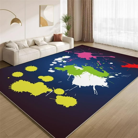 Colorful Paint Splash Rug 2x3ft Small Area Rugs Abstract Graffiti Blue Rugs Ultra Soft Non Slip Washable Carpet for Living Room Bedroom Study Office Hallway
