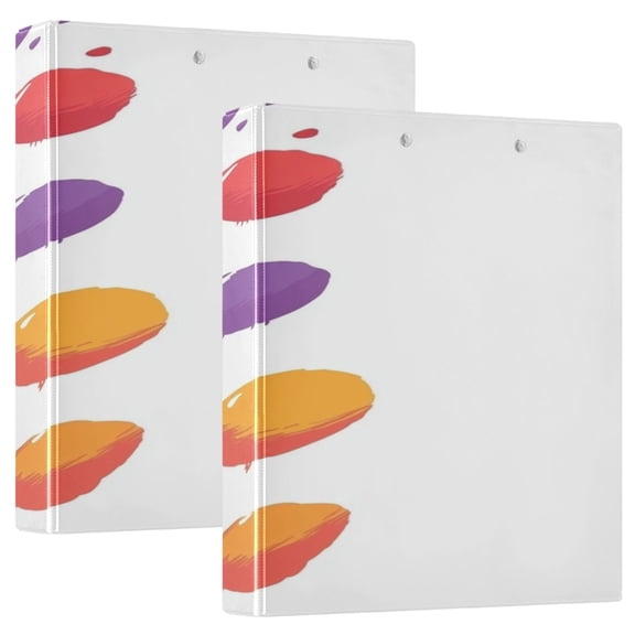 Colorful Paint Splashes 12.4x10.6in PVC Round Ring Binder, D-Ring 3-Hole, Metal Clip, 200 Sheets