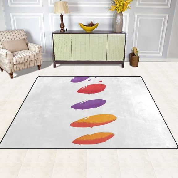 Colorful Paint Splashes 80''x58'' Extra Large Plush Memory Foam Rug, Soft, Absorbent, Non Slip