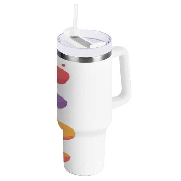 Colorful Paint Splashes Water Bottles 30oz Insulated Tumblers Double-Walled Ergonomic Handle Leak Proof