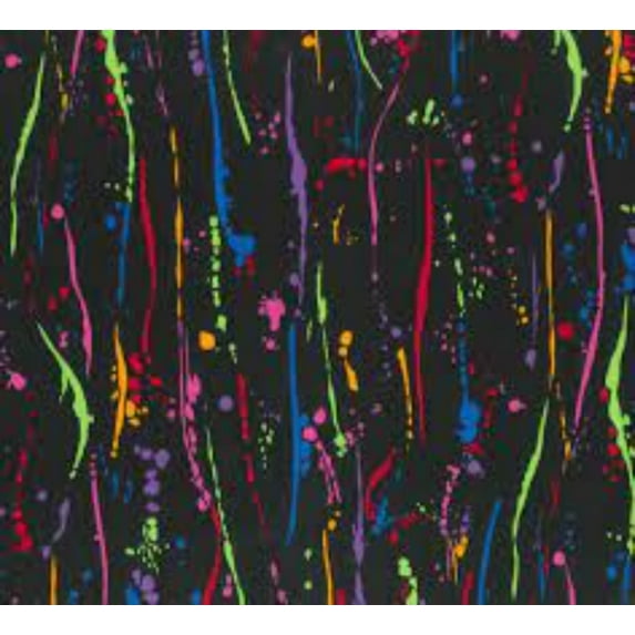 Colorful Paint Splat Lines Cotton Fabric