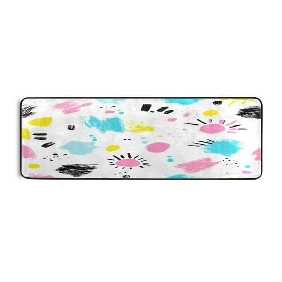 Colorful Paint Splatters 72x24" Runner Rug, Non-Slip Memory Foam Cushion, Anti-Crease for Hallways and Bedrooms
