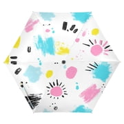Colorful Paint Splatters Folding Umbrella UV50+ Waterproof Sun Protection Auto Open Close Compact Fiberglass Frame