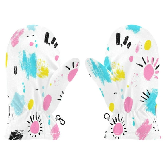 Colorful Paint Splatters Witch Cauldron Pattern Cold Weather Mittens Cozy Gloves with Adjustable Fit Perfect for Outdoor Fun