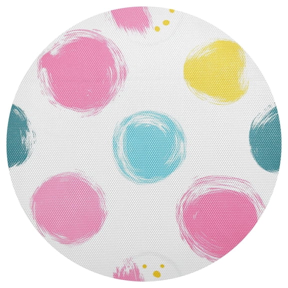 Colorful Painted Circles Pattern 15.4in Diameter PVC Plate Mat, Heat-Resistant and Cuttable, Kitchen Decor