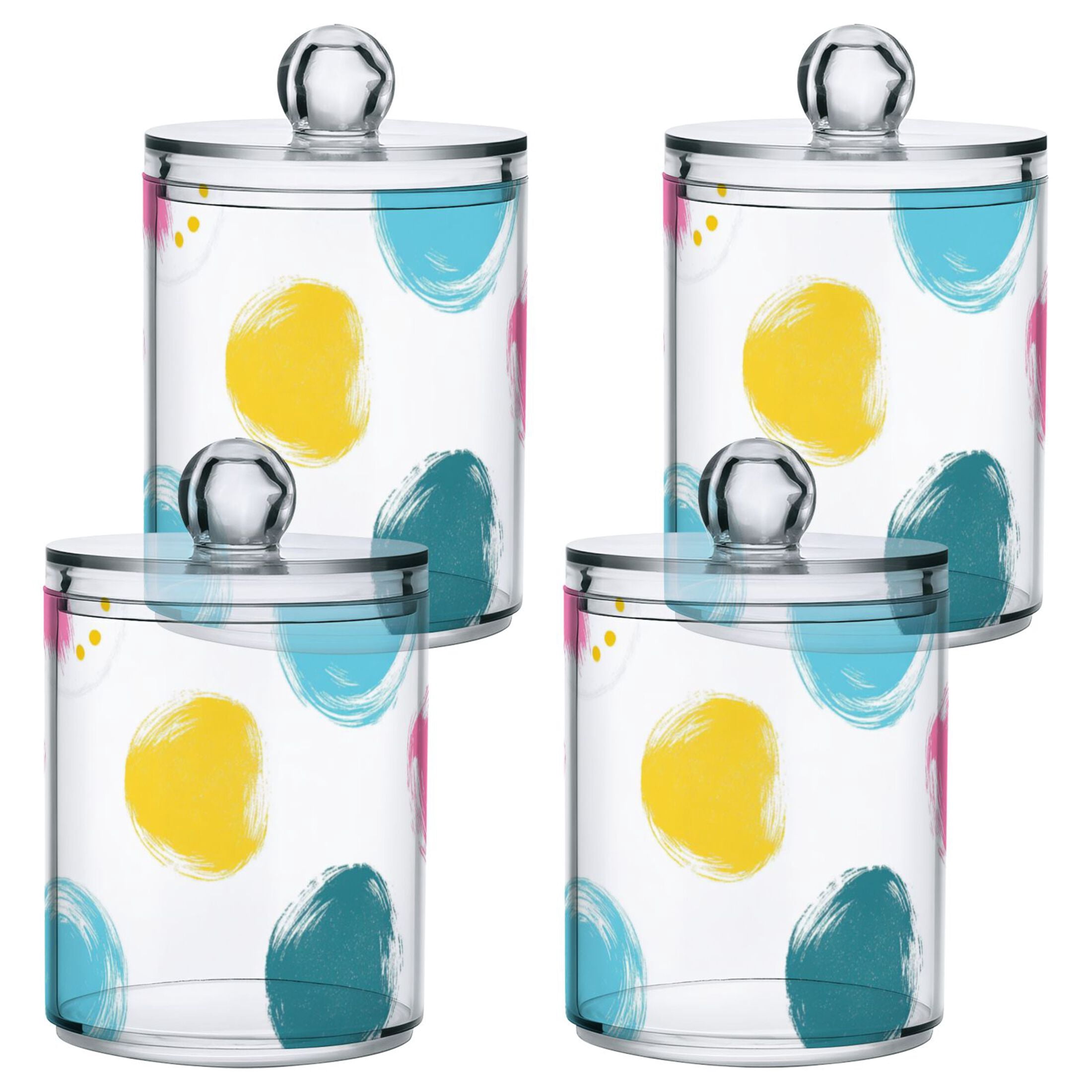 Colorful Painted Circles Pattern Bathroom Canisters Set of 4 ...