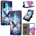 thumbnail image 1 of Colorful Painted Wallet Phone Case for Samsung Galaxy A57 5G 6.7" , PU Leather Flip Folio Cover With Card Slots, Magnetic Closure, Kickstand, Shockproof Protective Phone Case,Blue Butterfly, 1 of 10