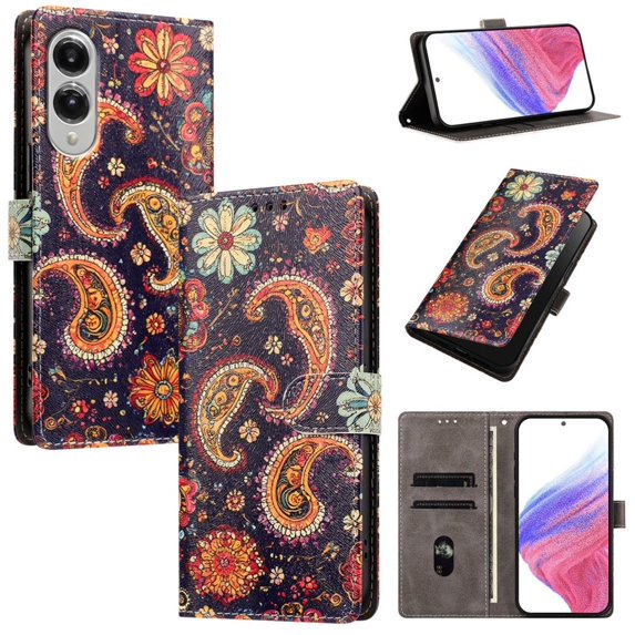Colorful Painted Wallet Phone Case for Samsung Galaxy S25 Edge 5G 6.7" , PU Leather Flip Folio Cover With Card Slots, Magnetic Closure, Kickstand, Shockproof Protective Phone Case,Jellyfish