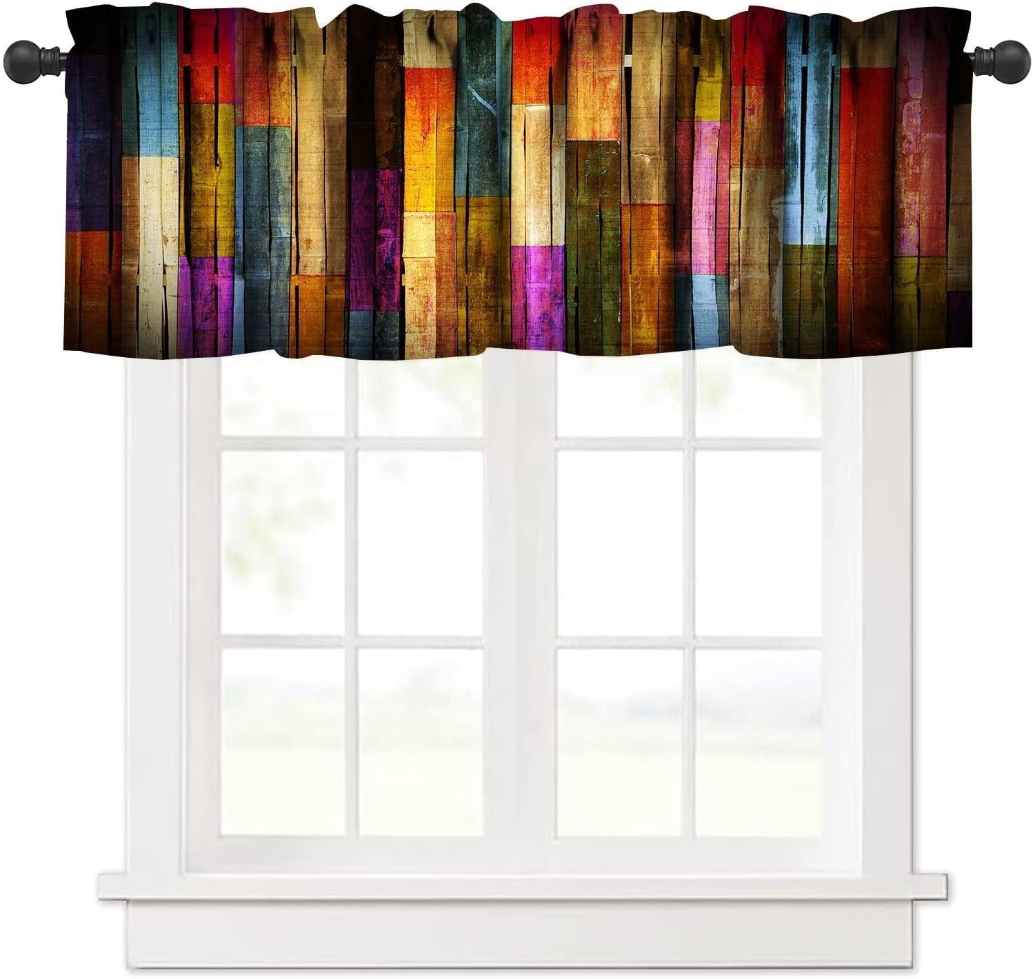Colorful Painted Wood Valances Curtains Plank Rustic Farmhouse Wooden