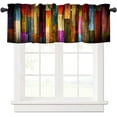 thumbnail image 1 of Colorful Painted Wood Valances Curtains Plank Rustic Farmhouse Wooden Vintage Barn Door Windows Short Curtain Valance for Kitchen Bedroom Bathroom Decor with Rod Pocket, One Panel 54X18 Inches, 1 of 6