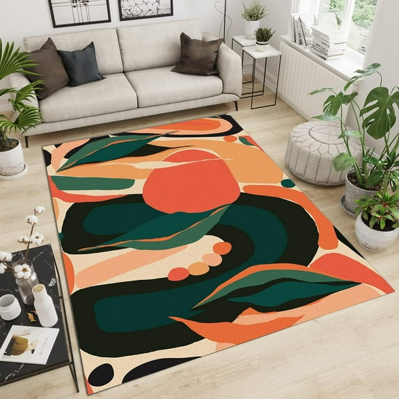 Colorful Painting Art Area Rug, Abstract Leaf Green Carpet, Doormat Fine Fluff, Easy To Clean, Suitable For Living Room Study Bedroom Bathroom Balcony Porch 1x2ft