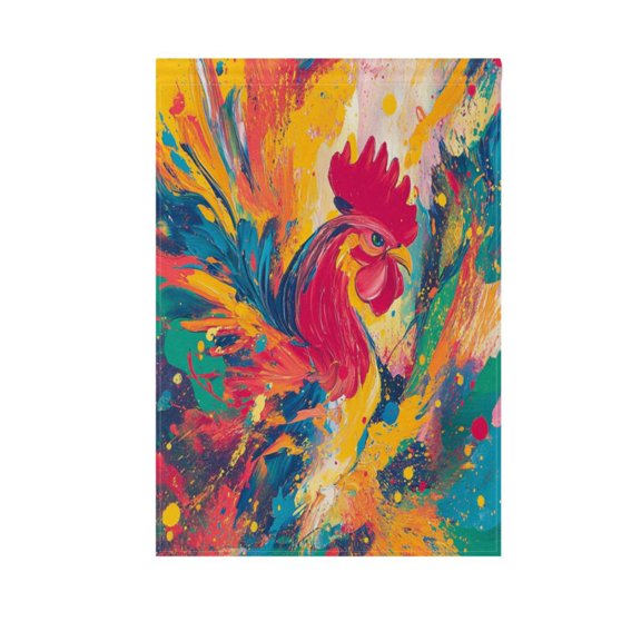 Colorful Painting Of A Rooster Garden Flag Double Sided Outdoor Banners Yard Flags for Garden Home Holiday Decorations