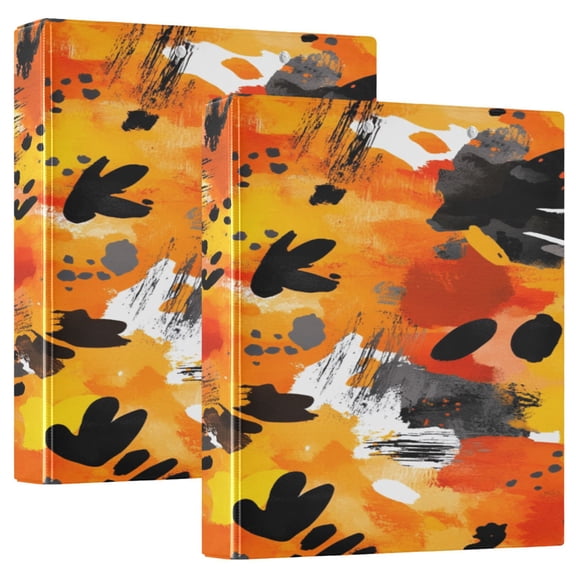 Colorful Painting Patterns 12.4x10.6in PVC Round Ring Binders, 2-Pack, D-Ring 3-Hole, Metal Clip