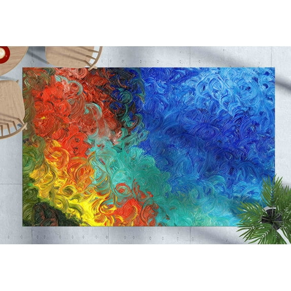 Colorful Painting Rug, Bath Rugs, Colorful Abstract Rug, Customs Rug, Blue Rugs, Step Rug, Modern Rug, Office Decor Rugs, Living Room Rug, 2.6'x9.2' - 80x280 cm
