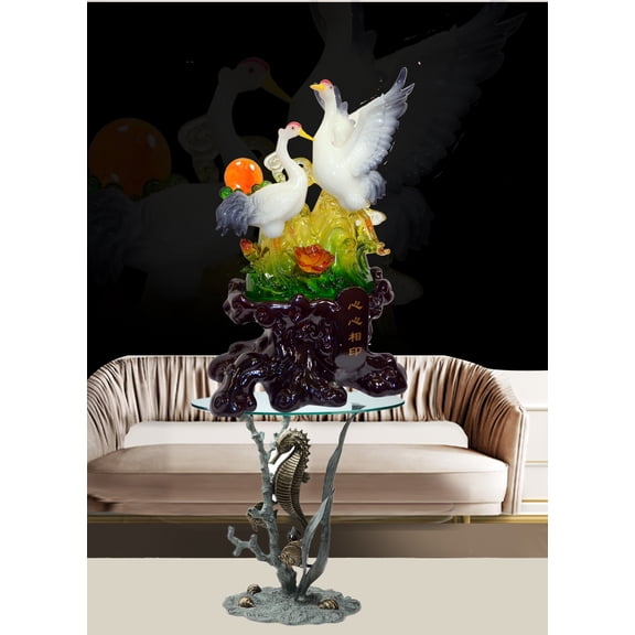 Colorful Pair Of Hans Wealth Protection Statue Figurine