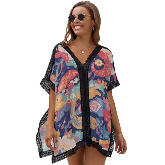 Colorful Paisley (1) Printed Women's Swimsuit Cover Up Summer Swimsuit Dress