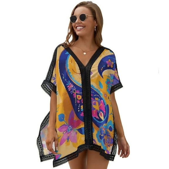 Colorful Paisley (3) Printed Women's Swimsuit Cover Up Summer Swimsuit Dress