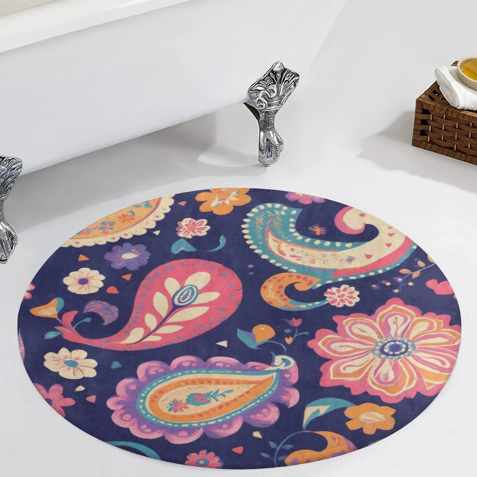 Colorful Paisley (4)-2 Round Area Carpets Living Room Room Chair Area ...