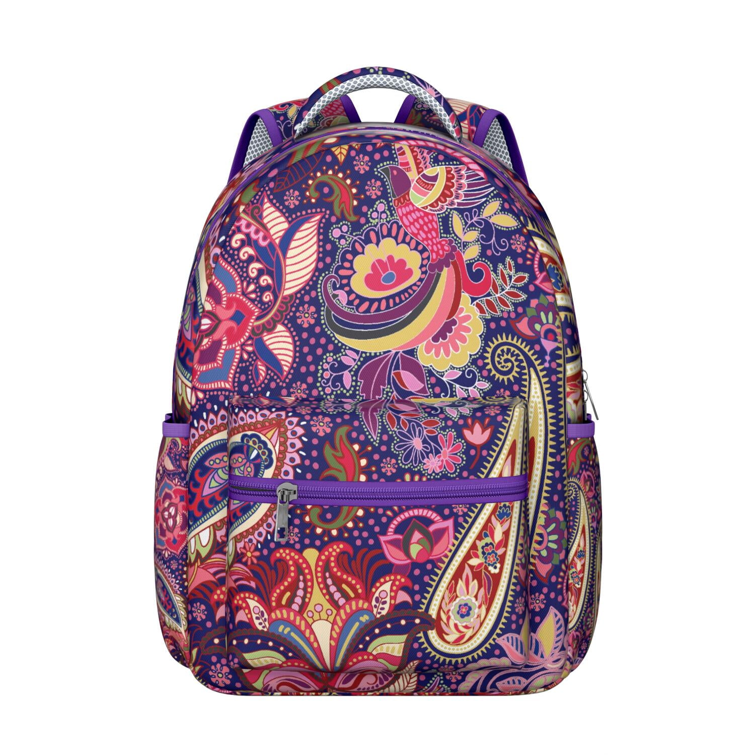 Colorful Paisley Boho Backpack with Padded Straps - Waterproof ...