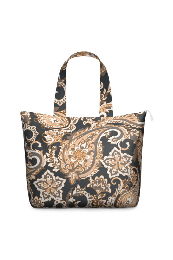 Colorful Paisley Boho Travel Bag Chic Vintage Weekender Duffel with Artistic Floral Pattern, Ethnic Mala Inspired Design