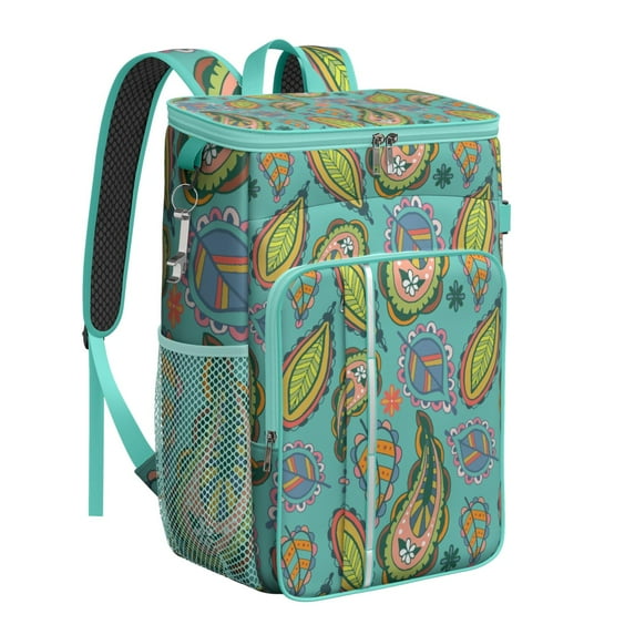 Colorful Paisley Ethnic Floral Insulated Cooler Backpack, Vintage Boho Retro Abstract Decorative Mandala Pattern Leakproof Waterproof Lunch Bag for Picnic
