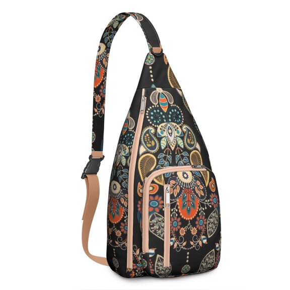 Colorful Paisley Fanny Pack - Vintage Ethnic Print Waist Bag (Abstract Bohemian Art Style)