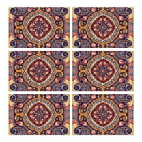 Colorful Paisley Placemats Set of 6, Flax Linen Heat Resistant Wrinkle Free with Vintage Boho Floral and Mandala Artistic Pattern for Stylish Dining