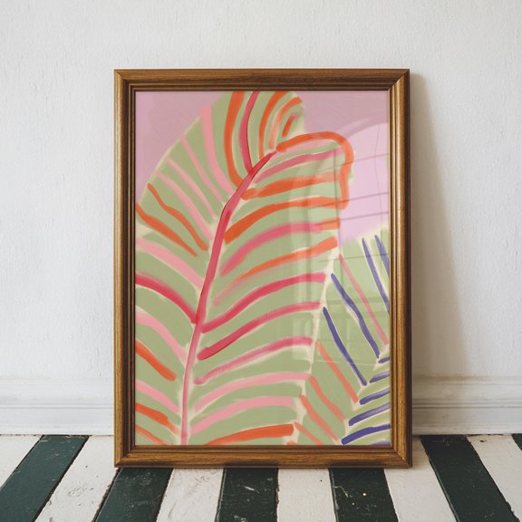 Colorful Palm Leaf Giclée Poster: Tropical Wall Art, Unframed Poster Size 16x24