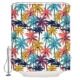 thumbnail image 1 of Colorful Palm Tree Bathroom Shower Curtains with 12 Hooks Polyester Waterproof Shower Curtain for Stalls and Bathtubs Summer Beach Tropical Plants Decorative Bathroom Privacy Curtain 72x84 Inches, 1 of 9