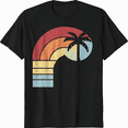 Colorful Palm Tree Vintage Summer Beach Seagull Art TShirt