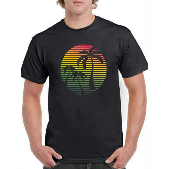 Colorful Palm Trees Men T-Shirt, Male Medium