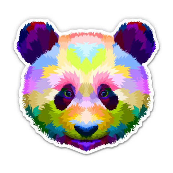 Colorful Panda Geometric - 3" Vinyl Sticker - For Car Laptop Water Bottle Phone - Waterproof Decal