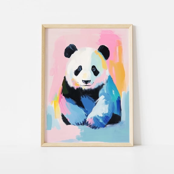 Colorful Panda Pastel Animal Wall Art Poster Unframed Paper Print