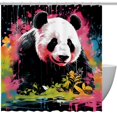 Colorful Panda Shower Curtain with Hooks, Polyester Fabric Shower
