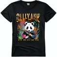 Colorful Panda with Black TShirt Sillyank Design Abstract Background