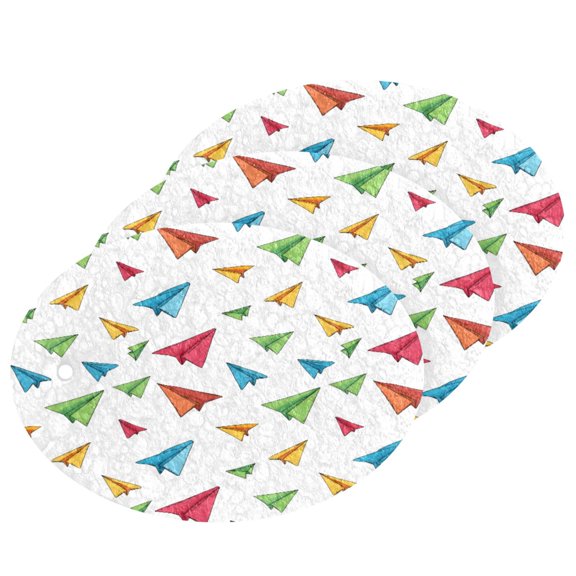 Colorful Paper Airplanes Pattern Cellulose Cleaning Sponge Set 3 Pack Compressed Kitchen Scrubber for Dishes