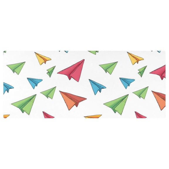 Colorful Paper Airplanes Pattern Stretch Fitted Tablecloth 2.5x6ft Elastic Wrinkle Resistant Cover