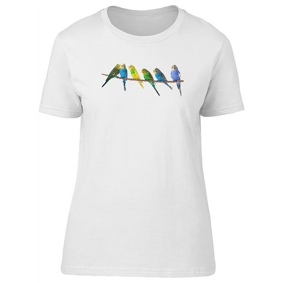 Colorful Parakeets On A Branch T-Shirt Women -Image by Shutterstock, Female Large