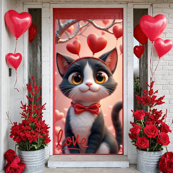 Colorful Parrot Love Banner Heart Balloons Parrot Display Romantic Valentine Theme Heart Backdrop for Valentine's Day Party Anniversary Celebration Romantic Date