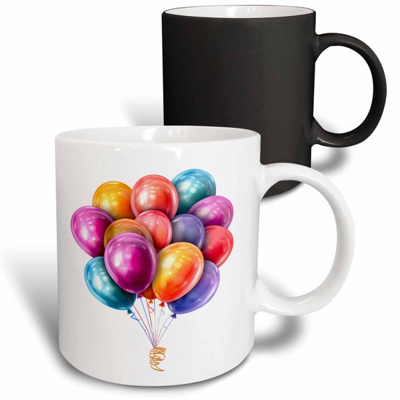 3drose, Colorful Party Balloons Illustration, 11oz Magic Transforming Mug