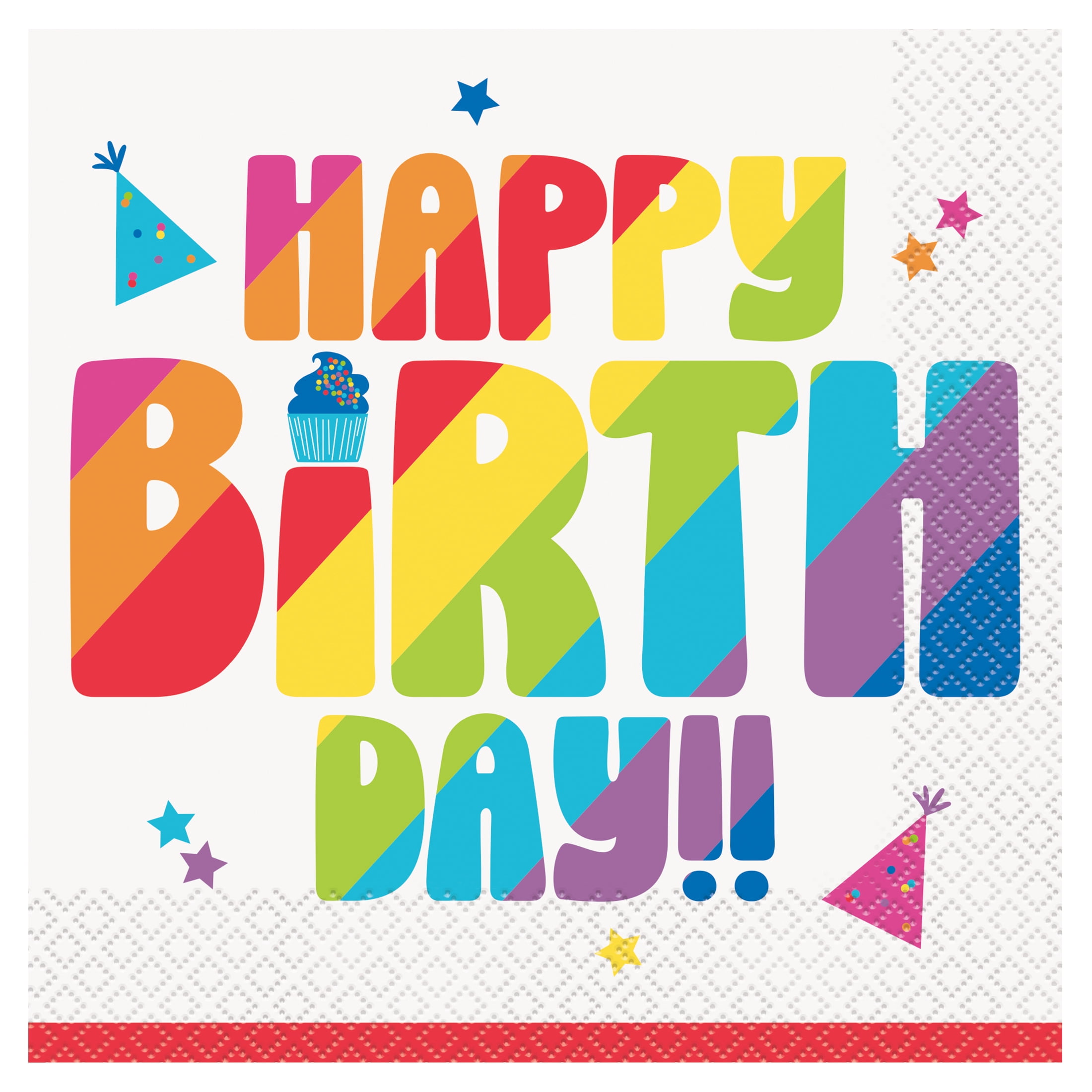 6.5" x 6.5" Disposable Multicolor Happy Birthday Paper Lunch Napkins, 20 Count, by Way To Celebrate