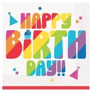 6.5" x 6.5" Disposable Multicolor Happy Birthday Paper Lunch Napkins, 20 Count, by Way To Celebrate